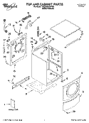 TOP AND CABINET PARTS Diagram and Parts List for 7MGHW9400PW2  Whirlpool Washer