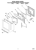 OVEN DOOR PARTS Diagram and Parts List for GMC305PDQ08  Whirlpool Microwave Oven Combo