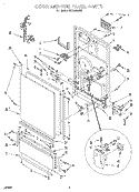 DOOR AND TOE PANEL Diagram and Parts List for RUD0800EB  Roper Dishwasher
