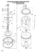 AGITATOR, BASKET AND TUB PARTS Diagram and Parts List for GSQ9669LW1  Whirlpool Washer