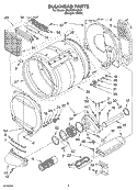 BULKHEAD PARTS Diagram and Parts List for 3RLEC8646KQ1  Whirlpool Dryer