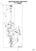 BRAKE AND DRIVE TUBE PARTS Diagram and Parts List for 7MLSC9000PW0  Whirlpool Washer