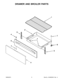 DRAWER AND BROILER PARTS Diagram and Parts List for WFE524CLBS0  Whirlpool Range