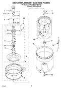 AGITATOR, BASKET AND TUB Diagram and Parts List for LSQ8500JQ2  Whirlpool Washer