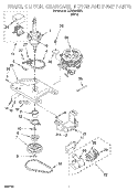BRAKE, CLUTCH, GEARCASE, MOTOR AND PUMP Diagram and Parts List for CCW5264EW0  Whirlpool Washer