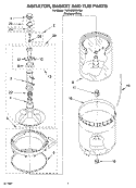 AGITATOR, BASKET AND TUB PARTS Diagram and Parts List for 7MRAS6233KQ4  Roper Washer