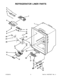 REFRIGERATOR LINER PARTS Diagram and Parts List for KBFS25EWWH9  KitchenAid Refrigerator