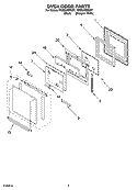 OVEN DOOR PARTS Diagram and Parts List for YRBS305PDQ7  Whirlpool Wall Oven