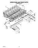 UPPER RACK AND TRACK Diagram and Parts List for KUDJ23HY1  KitchenAid Dishwasher