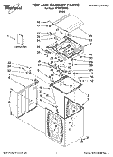 TOP AND CABINET PARTS Diagram and Parts List for WTW6700TW0  Whirlpool Washer