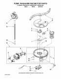 PUMP, WASHARM AND MOTOR PARTS Diagram and Parts List for KUDE40CVSS1  KitchenAid Dishwasher