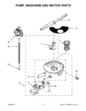 PUMP, WASHARM AND MOTOR PARTS Diagram and Parts List for WDF510PAYS8  Whirlpool Dishwasher
