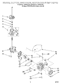 BRAKE, CLUTCH, GEARCASE, MOTOR & PUMP Diagram and Parts List for LSQ8543JT0  Whirlpool Washer