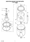 AGITATOR, BASKET AND TUB PARTS Diagram and Parts List for ETW4400VQ1  Estate Washer