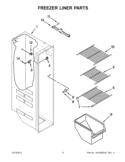 FREEZER LINER PARTS Diagram and Parts List for WRS322FDAB00  Whirlpool Refrigerator