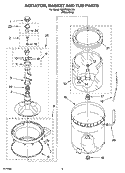 AGITATOR, BASKET AND TUB PARTS Diagram and Parts List for GSW9559LW0  Whirlpool Washer