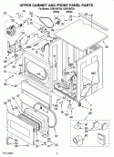 UPPER CABINET AND FRONT PANEL PARTS Diagram and Parts List for CSP2760TQ1  Whirlpool Dryer