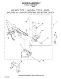 BURNER ASSEMBLY Diagram and Parts List for 3LCGD9100WQ2  Whirlpool Dryer