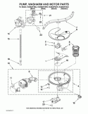 PUMP, WASHARM AND MOTOR PARTS Diagram and Parts List for KUDE40FXWH4  KitchenAid Dishwasher