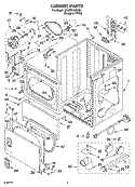 CABINET PARTS Diagram and Parts List for 3XLER5437KQ3  Whirlpool Dryer