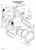 BULKHEAD PARTS Diagram and Parts List for WGD6200SW2  Whirlpool Dryer