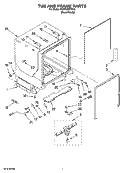 TUB AND FRAME PARTS Diagram and Parts List for KUDS03FTPA2  KitchenAid Dishwasher