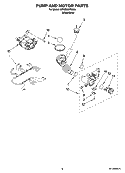 PUMP AND MOTOR PARTS Diagram and Parts List for WFW8300SW04  Whirlpool Washer