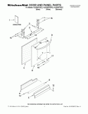 DOOR AND PANEL PARTS Diagram and Parts List for KUDE60FVSS2  KitchenAid Dishwasher