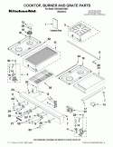 COOKTOP, BURNER AND GRATE PARTS Diagram and Parts List for KGCU484VSS01  KitchenAid Cooktop