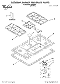 COOKTOP, BURNER AND GRATE PARTS Diagram and Parts List for GLS3675VS00  Whirlpool Cooktop
