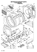 DRYER BULKHEAD PARTS Diagram and Parts List for WET3300SQ1  Whirlpool Washer Dryer Combo