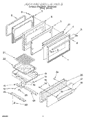 DOOR AND BROILER Diagram and Parts List for SF302BEAW3  Whirlpool Range