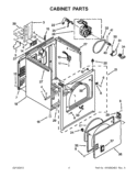 CABINET PARTS Diagram and Parts List for 4GWED4750YQ1  Whirlpool Dryer