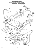 MANIFOLD PARTS Diagram and Parts List for SF196LEPT1  Whirlpool Range