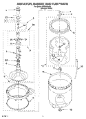 AGITATOR, BASKET AND TUB Diagram and Parts List for LSB6000LQ0  Whirlpool Washer