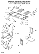 INTERIOR AND VENTILATION PARTS Diagram and Parts List for MH3184XPB1  Whirlpool Microwave
