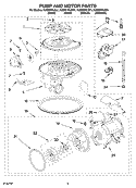PUMP AND MOTOR PARTS Diagram and Parts List for KUDI01FLSS1  KitchenAid Dishwasher