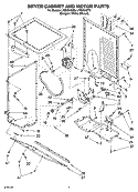 DRYER CABINET AND MOTOR PARTS Diagram and Parts List for LTE6234DQ3  Whirlpool Washer Dryer Combo