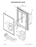 REFRIGERATOR DOOR Diagram and Parts List for GB9FHDXWQ06  Whirlpool Refrigerator
