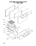OVEN DOOR AND BROILER Diagram and Parts List for SF3020SWW2  Whirlpool Range