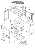 CHASSIS PARTS Diagram and Parts List for RF111PXSQ1  Whirlpool Range