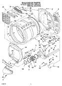 BULKHEAD PARTS Diagram and Parts List for LGQ8611LW1  Whirlpool Dryer