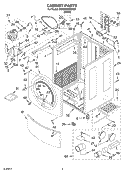 CABINET PARTS Diagram and Parts List for 3RAWZ480EMQ0  Whirlpool Dryer