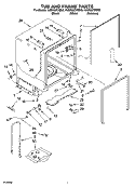 TUB AND FRAME PARTS Diagram and Parts List for KUDK02CRWH3  KitchenAid Dishwasher