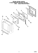 OVEN DOOR PARTS Diagram and Parts List for YRBS275PDQ9  Whirlpool Wall Oven