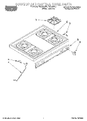 COOKTOP AND CONTROL PANEL Diagram and Parts List for FGS385BL5  Roper Range