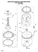 AGITATOR, BASKET AND TUB PARTS Diagram and Parts List for 7MLSR7103PQ1  Whirlpool Washer