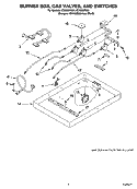 BURNER BOX, GAS VALVES, AND SWITCHES Diagram and Parts List for ICS300RS01  Whirlpool Cooktop