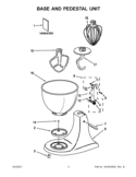 BASE AND PEDESTAL UNIT Diagram and Parts List for KSM75ER0  KitchenAid Mixer