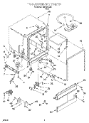 TUB ASSEMBLY Diagram and Parts List for RUD4500DB2  Roper Dishwasher